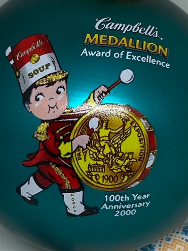 Campbell's Soup Kids Collector's Edition 2000 Glass Ball Christmas Ornament Blue - Picture 3 of 9