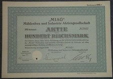 "MIAG" Mühlenbau und Industrie Aktiengesellschaft 1938 100 RM