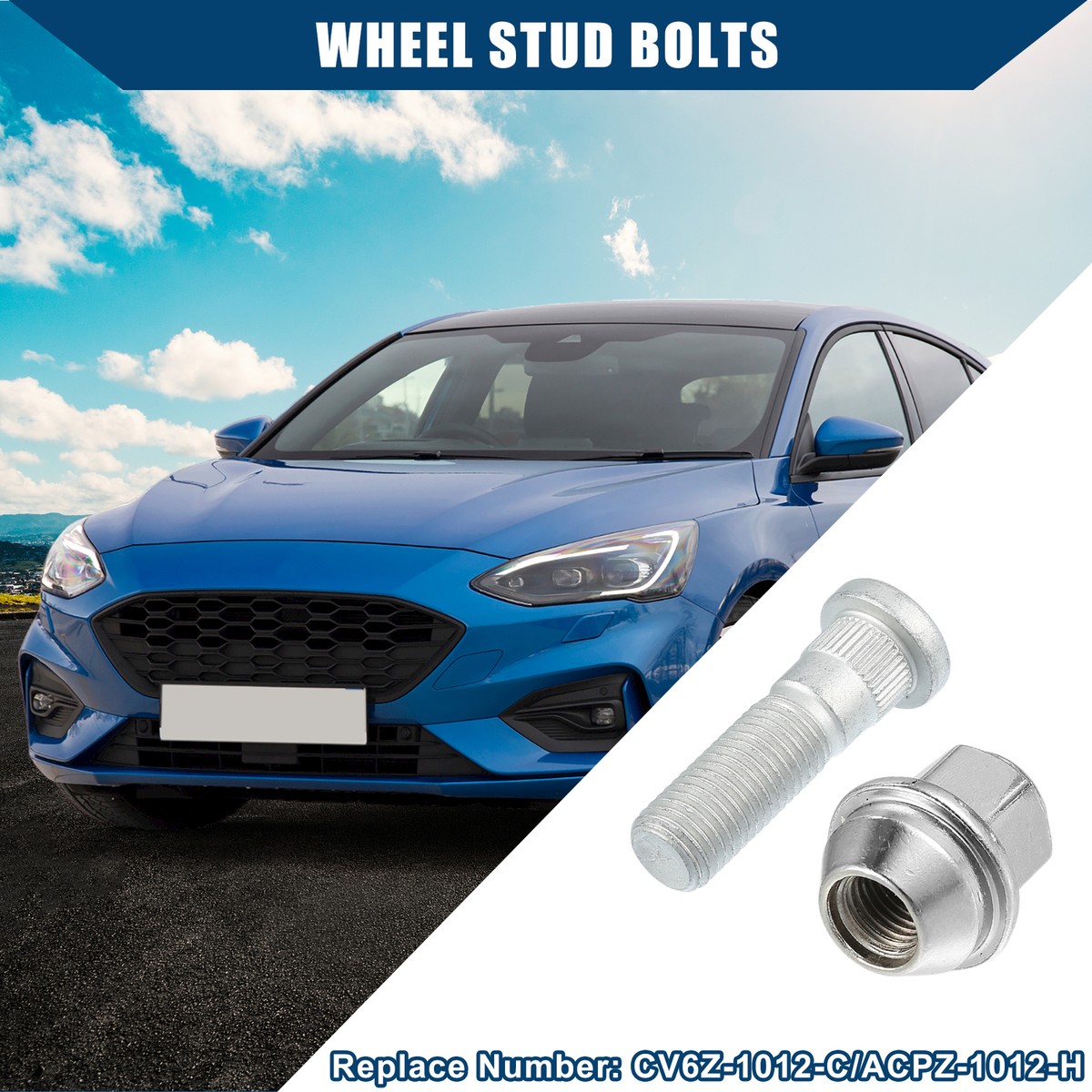 X AUTOHAUX 1-Set M12-1.5 Wheel Lug Stud Bolts – Fits Ford Fiesta & Focus, CV6Z1012C