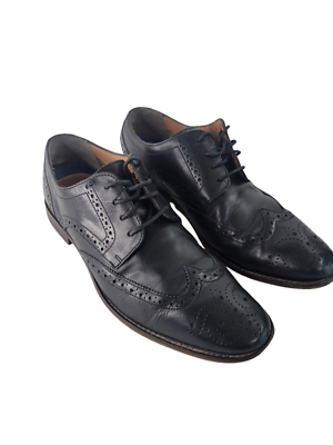 Mens Black Florsheim Genuine Leather Wingtips Shoes 10D s-l400.jpg main image 2