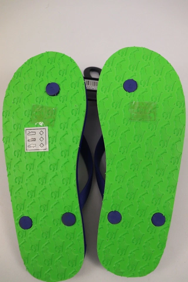 NEW RALPH LAUREN Size 5 Boy's Flip Flop Sandal Blue Green POLO Pony Strap Rubber - Image 3 of 3