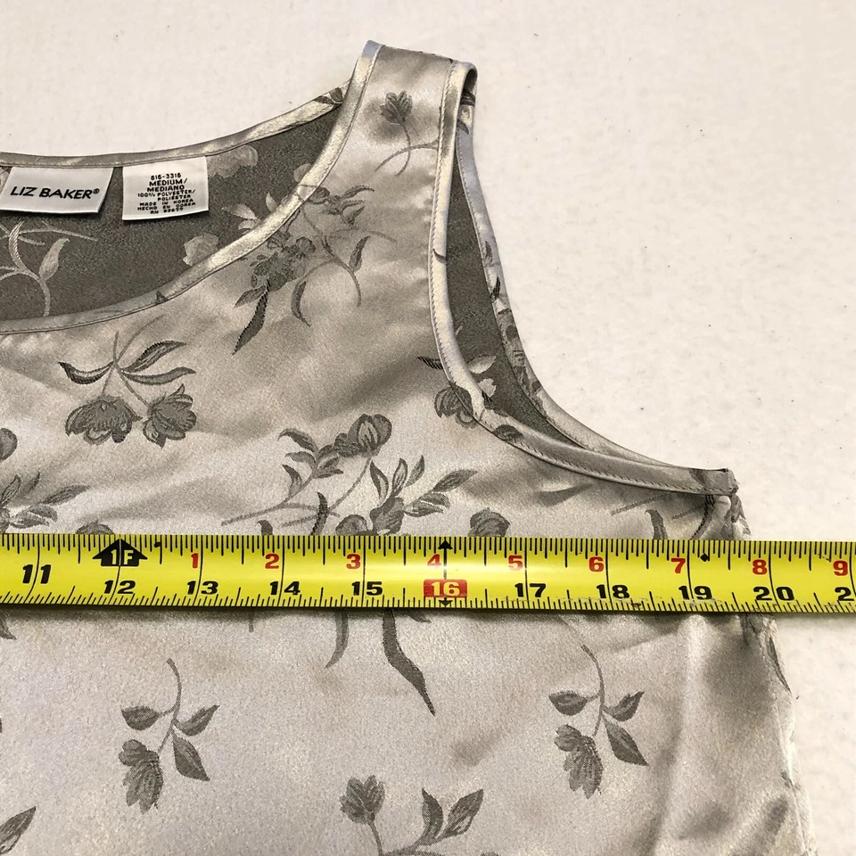 Blusa sin mangas floral gris plata Liz Baker para mujer talla mediana Foto 4 de 4