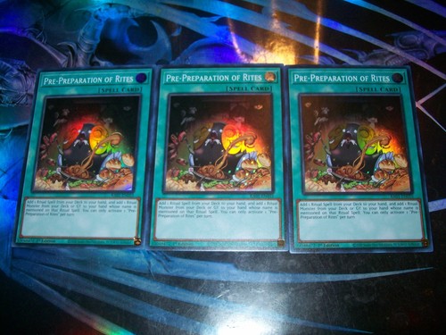 3x Pre-Preparation of Rites 1st Edition Super Rare RA01-EN055 Yu-Gi-Oh!