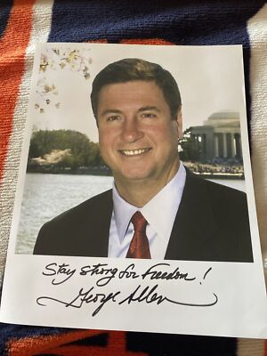 SENATOR GEORGE ALLEN, Extremely Rare AUTOGRAPHED 2002 PHOTO