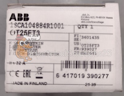 New ABB OT25FT3 3-pole disconnect switch - Free Shipping