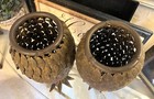 2 PC Brown METAL Pineapple Home Decor Table Top Lantern Set Indoor Outdoor — photo 6