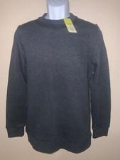MENS Small PULLOVER CREWNECK SWEATER RIBBED COLLAR, Cuffs,  Hem BLACK charcoal