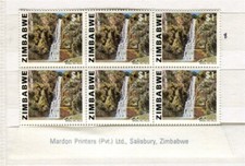 RHODESIA; 1980 Zimbabwe Victoria Falls issue MINT Inscription MARGIN BLOCK