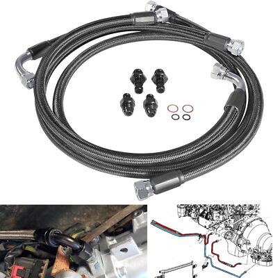 Black Transmission Cooler Hose Line Set for Dodge Ram 2500/3500 5.9L 48RE 03-07