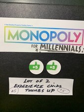 Monopoly For Millennials VERDE +5 PULGARES ARRIBA EXPERIENCIA CHIPS 2018 Lote de 2