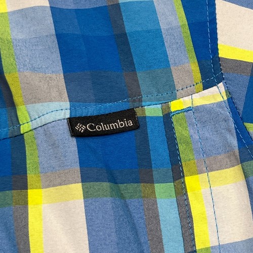 Columbia Lightweight Blue Check Short Sleeve Hiking Outdoors Shirt Mens Large L - Picture 3 of 13