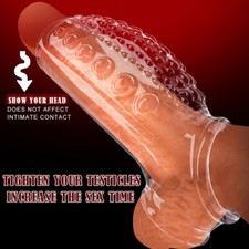 Reusable Penis-Ball Stretcher-Sleeve-Sheath-Girth-Enhancer-Extender-Condom Male