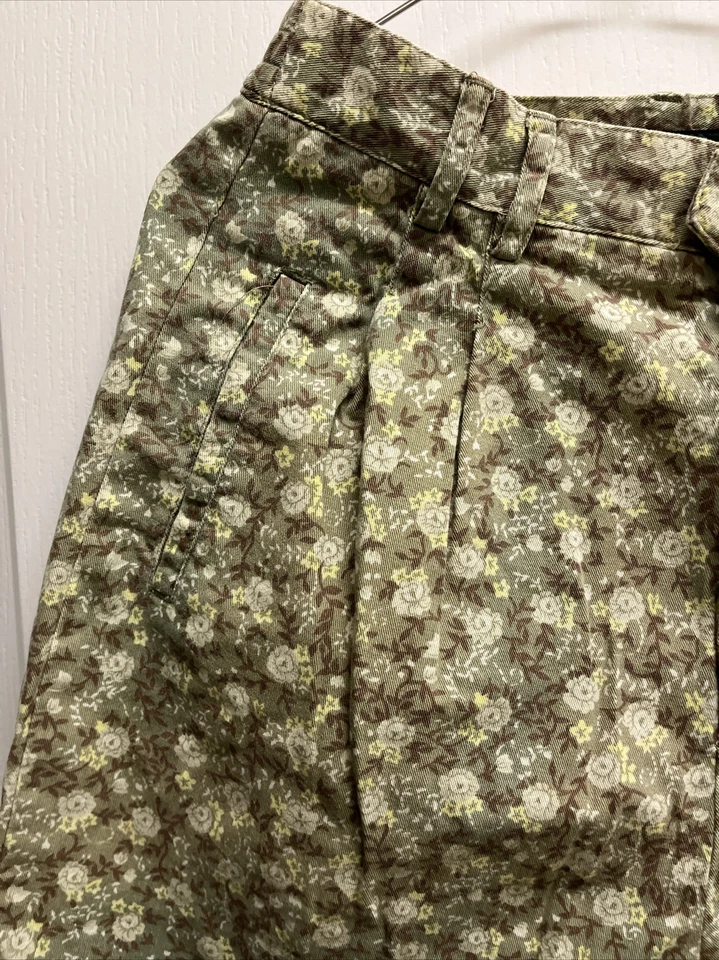 Vintage Hunt Club 100% Algodón Verde Floral Plisado Bolsillo Corto Talla 10 Foto 3 de 4