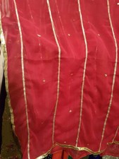 RED Chiffon Gotta Dupatta bridal dulhan pooja Fancy Gold Lace Full size