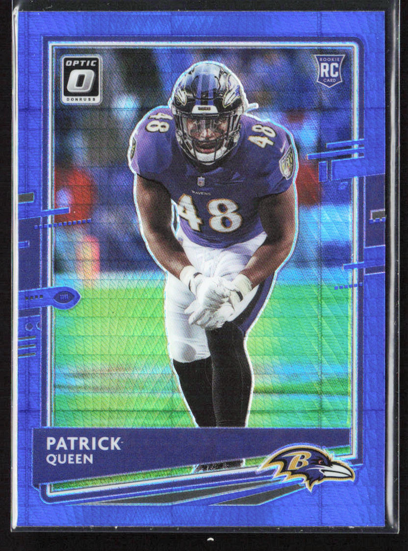 2020 Panini Donruss Optic Patrick Queen Blue Hyper Prizm Rookie #118 Ravens