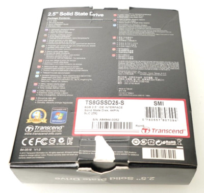 Transcend 8GB 2.5'' Solid State Drive TS8GSSD25-S