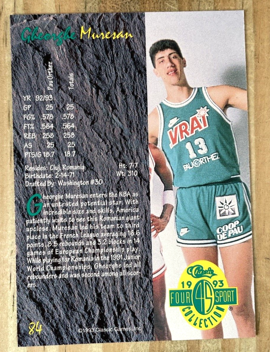 1993 CLASSIC GHEORGHE MURESAN ROOKIE DRAFT CARD#74 NM-MT