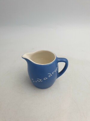 Vintage ''Just A Drop'' Blue & Cream Souvenir Ware Miniature Ceramic Creamer