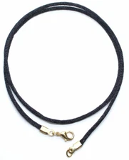 Black Satin Silk Cord Necklace Silver/Gold Clasp 16" 18" 20" 22" 24" 26" 28" 30"
