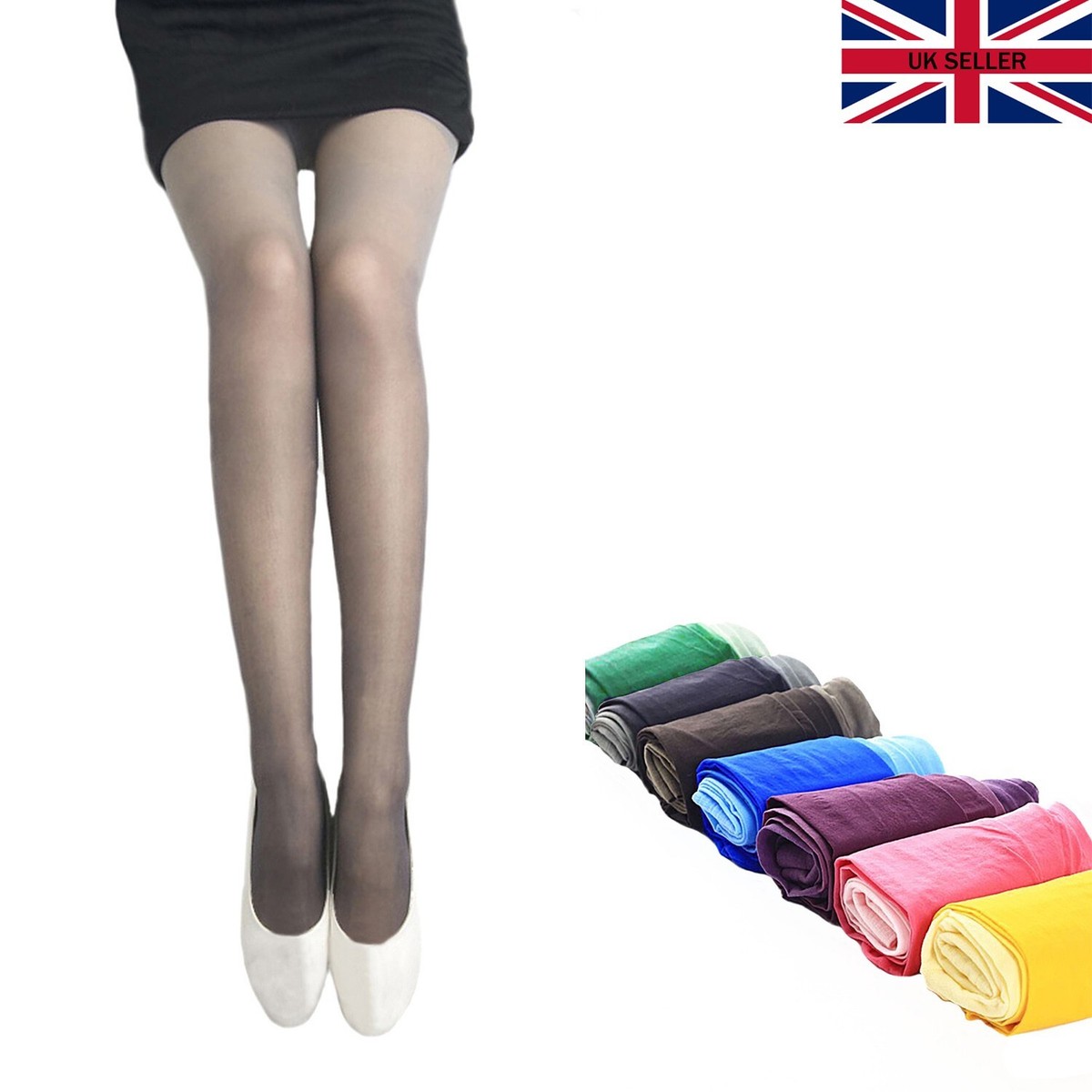Womens Coloured 20 Denier Sheer Grey Gradient Tights Ladies