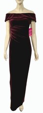 Dillards Xscape Maxi Wiggle Off Shoulder Velvet Burgundy Ruched Slit Dress 4