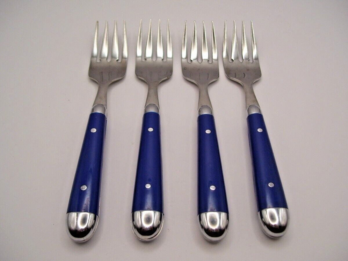 Oneida Stainless PALETTE Cobalt Blue Set of 4 Salad Forks
