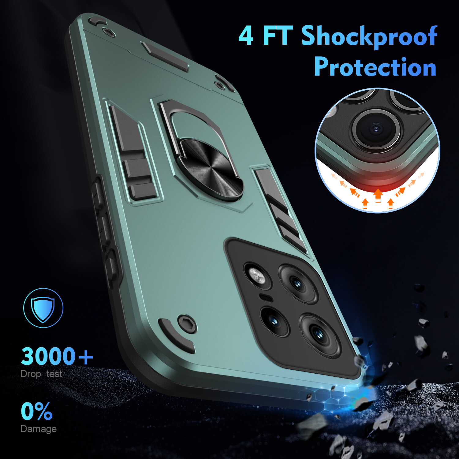 For Motorola Edge 50 Pro, Hybrid Armor Ring Holder Dual Layer Hard Case Cover