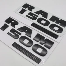 2PCS Set Front Door Letters Emblems Fits for RAM 1500 Classic Badges Matte Black