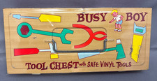 Vintage Busy Boy Tool Chest Ohio Art Toy Metal Box Tin With 4 Tools