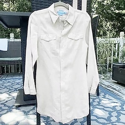 Island Company Safari Dress Linen White Sz S Shirt Dress Button Down Long  Sleeve | eBay