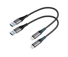 30cm USB A to Lightning Fast Charger Cable 60W PD Short Cord for iPhone (2 Pack)