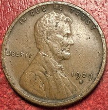 1909-S Lincoln Wheat Cent Penny. Key Date. Free Shipping