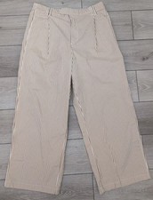 Tommy Hilfiger Pants Womens 16 Wide Leg Tan Striped Mid Rise Cotton Blend
