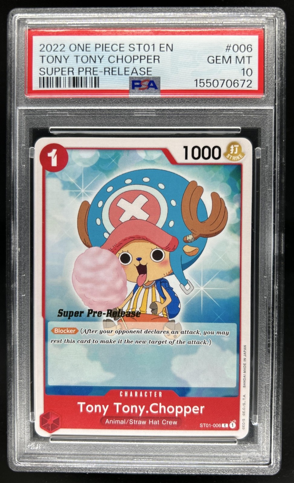2022 One Piece ST01 EN Tony Tony Chopper Super Pre-Release #006 PSA 10 ...