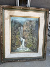 Joyce Wade Abstract Hidden Falls California Painting Waterfall Oil Signed Framed