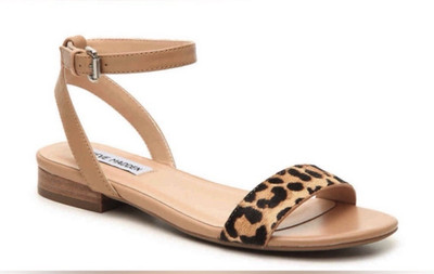 Steve Madden Women's Ankle Strap Strappy Sandal Tan Leopard Leather US 10 M