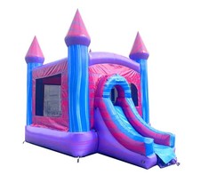Inflatable Bounce House Commercial with Slide Kids Pink Jumping Castle Blower