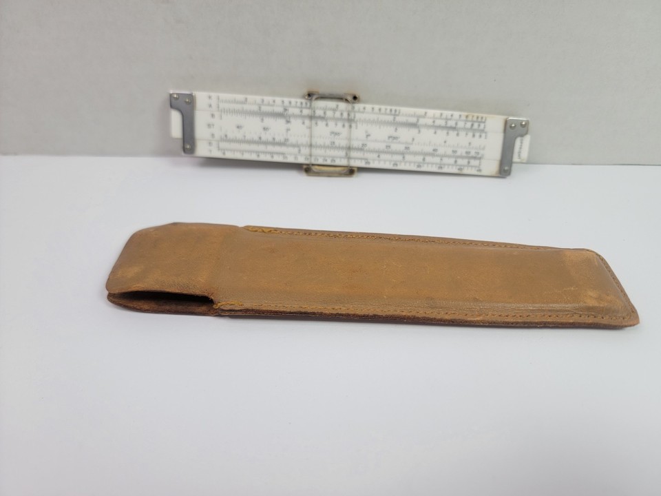 A USA-made Pickett-style slide rule with leather case — a handsome analog computing instrument that makes a surprisingly meaningful gift for engineers or math lovers.