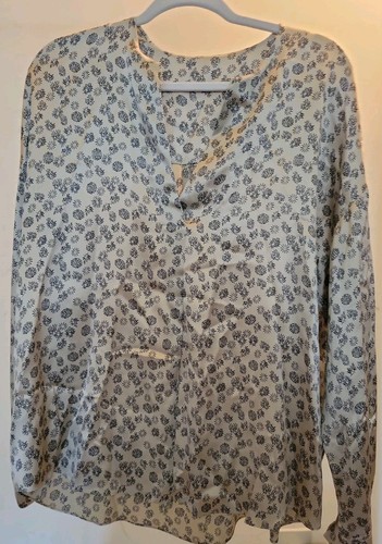 VINCE SZ L ZINNIA 100% SILK  BLOUSE PULLOVER LONG SLEEVES  CHAMPAGNE COLOR