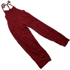 Womens Burgundy Cross Back Lightweight Jumpsuit Size L FLAW Lounge Comfort Yoga