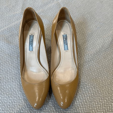 Prada Calzature Donna Beige Leather Platform Heels Very Loved Size 8.5