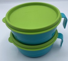 Tupperware Toddler Feeding Bowls With Lids 2 Piece Set Blue And Green 2511-A A10