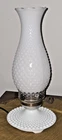 Vintage Mid-Century Modern Fenton White Milk Glass Hobnail Table Lamp Works 13"