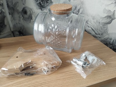 Whiskykaraffe, 3L Getränkespender in Fassform, Fasskaraffe mit Zapfhahn, 