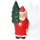 Primitive Hand Carved Wooden Santa Claus with Christmas Tree Folk Art Decoration — photo 2