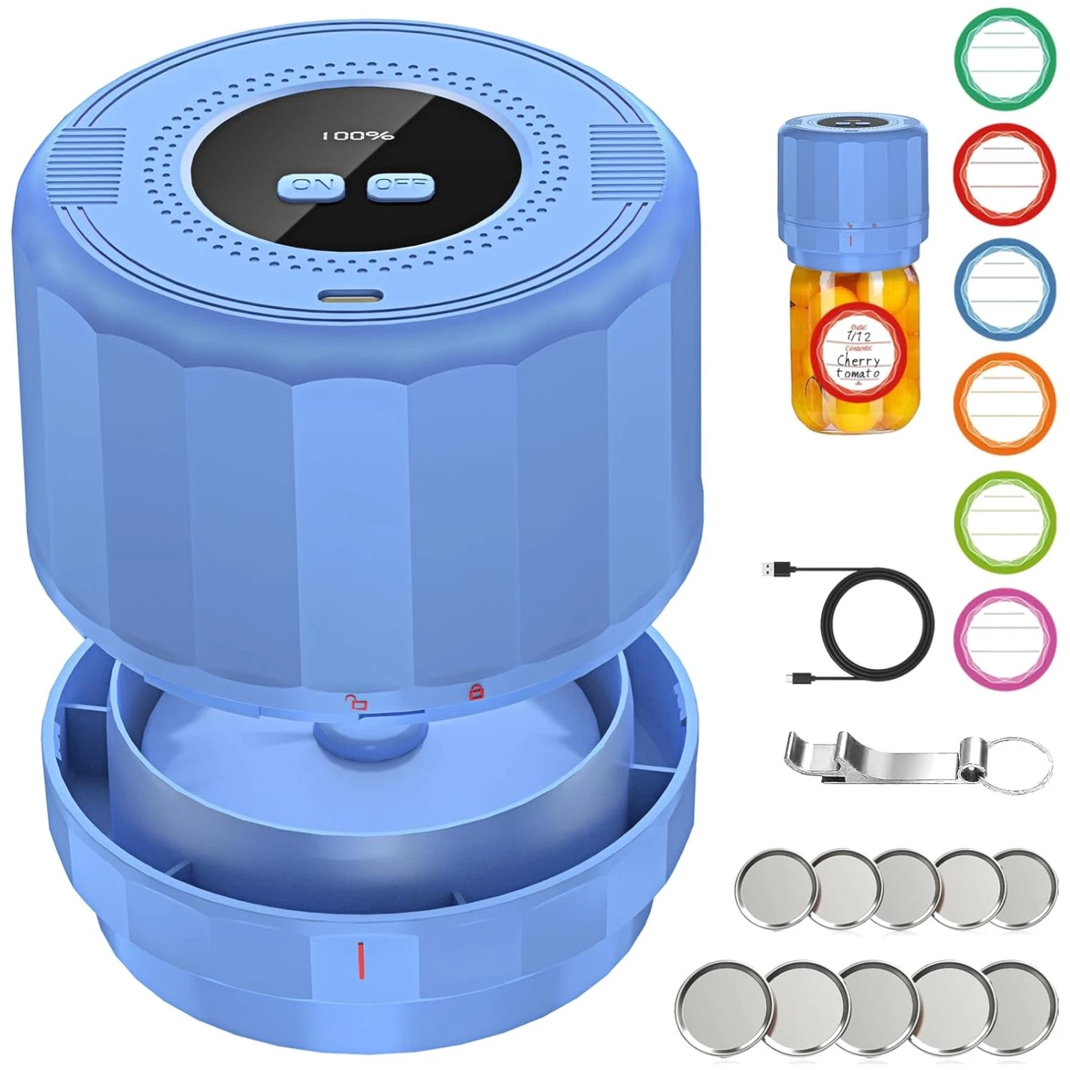 Mason Jar Vacuum Sealer Kit with Wide & Regular Mouth Lids