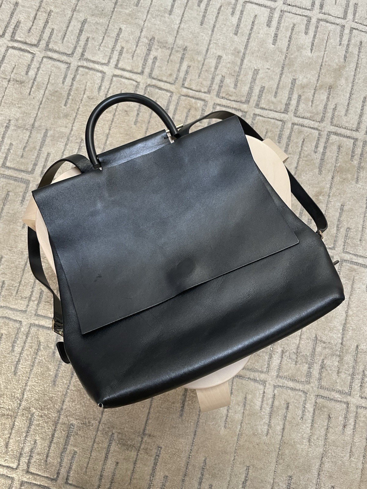 Building Block Black Leather Backpack - Excellent… - image 1