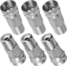 F Type to RCA Connector 6 Pack, RCA Female to F-Plug Coax Coaxial Male RF Video