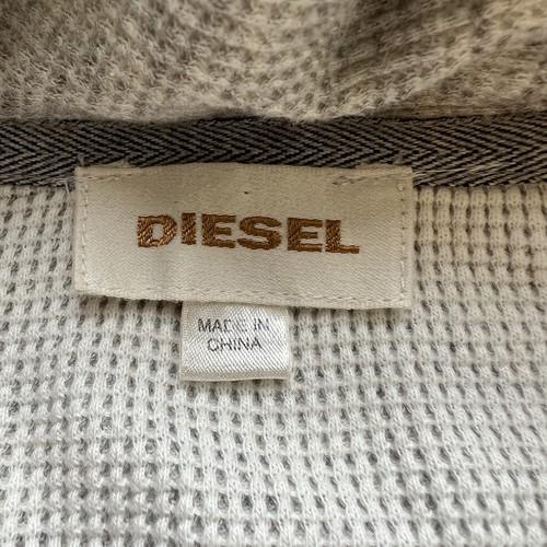 Diesel Cardigan Mens XL Extra Large Shawl Collar Preppy Cotton Waffle Knit Logo - Picture 4 of 7