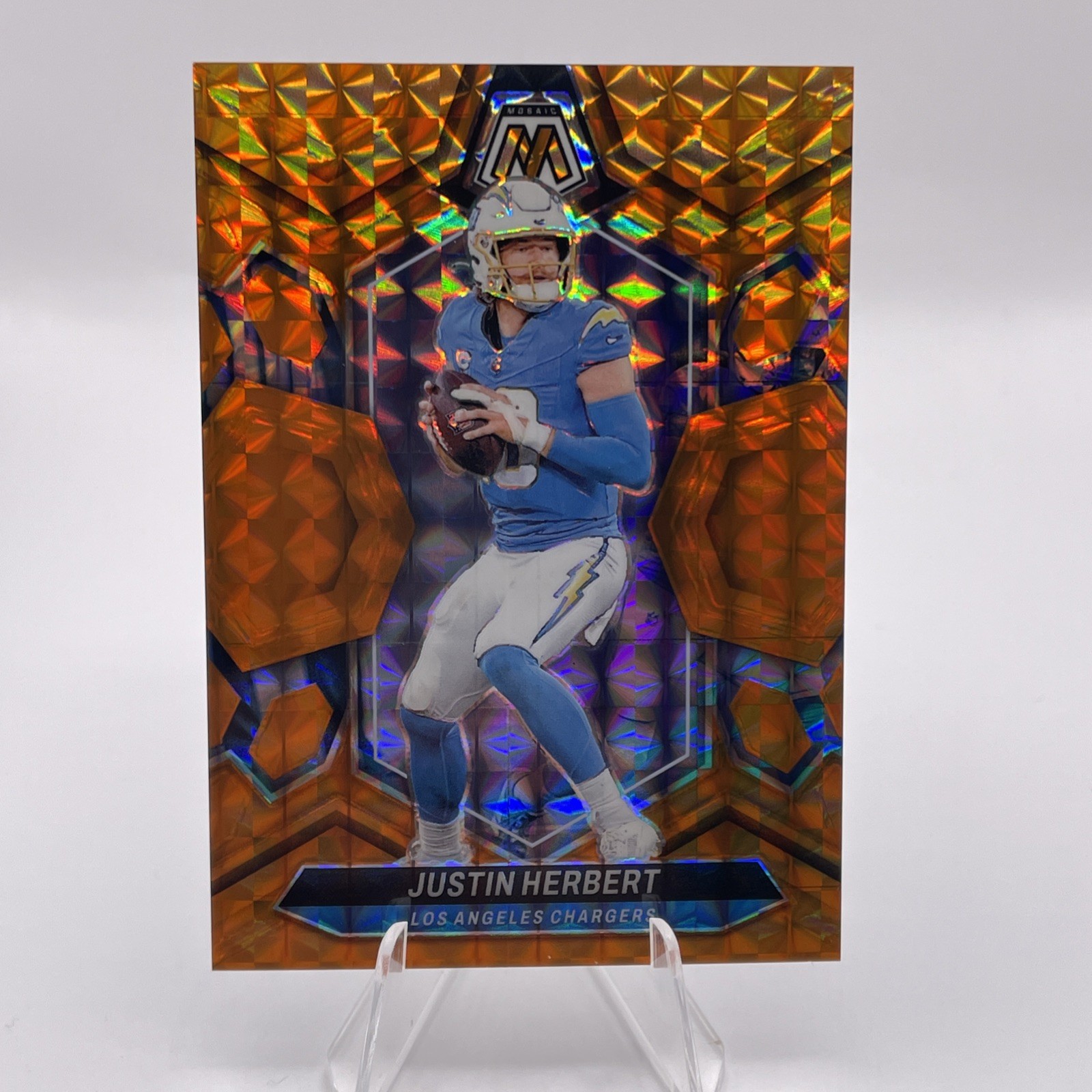 2024 Panini Mosaic - Justin Herbert #120 Orange Mosaic Prizm /199 Chargers